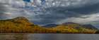 USA, Maine. Panoramic landscape of fall foliage and view of lake, Baxter State Park Art Print
